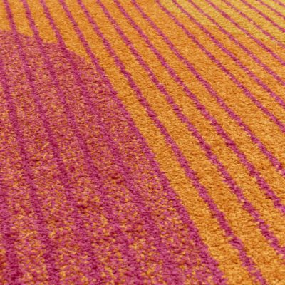 Mid-Century Abstract Rug in Orange and Pink