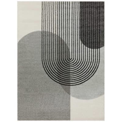 Mid-Century Abstract Rug in Grey