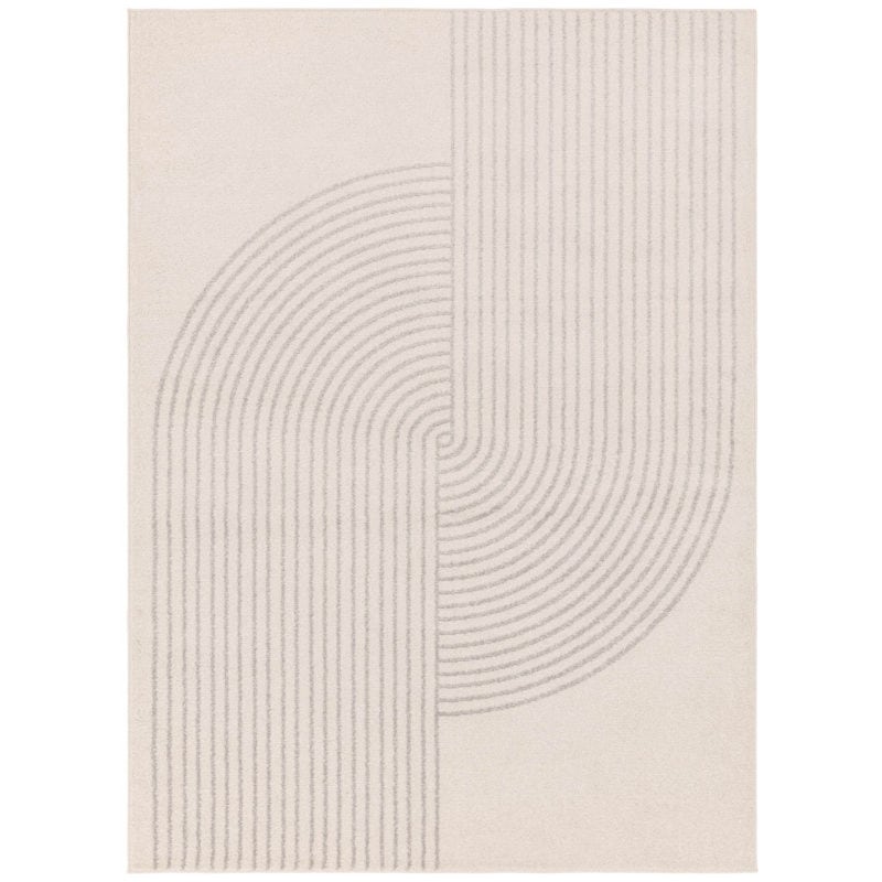Mid-Century Abstract Rug in Cream