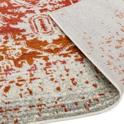 Distressed Persian Rug in Orange