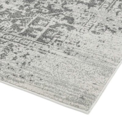 Distressed Persian Rug in Grey