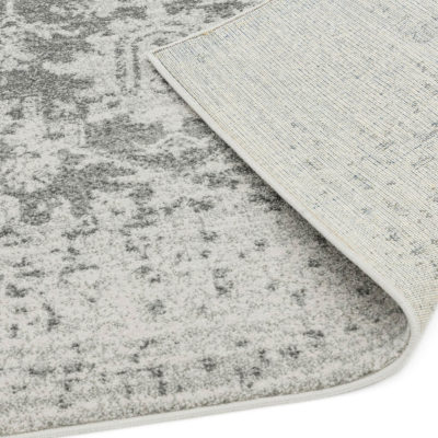 Distressed Persian Rug in Grey