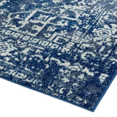 Distressed Persian Rug in Navy Blue