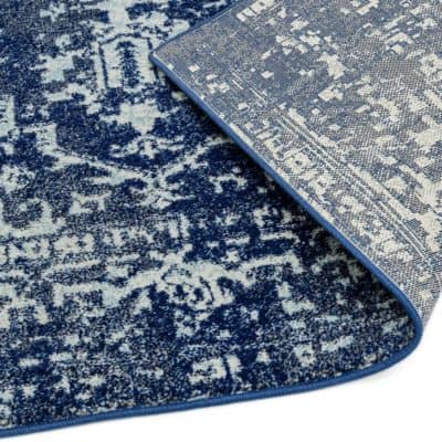 Distressed Persian Rug in Navy Blue