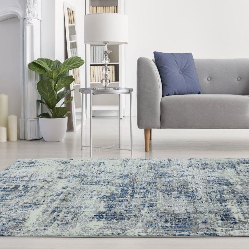 Chenille Effect Rug in Blue