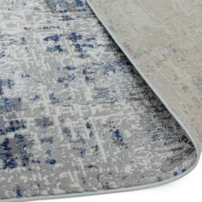 Chenille Effect Rug in Blue