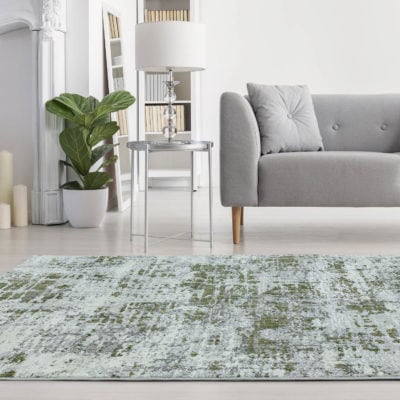 Chenille Effect Rug in Green
