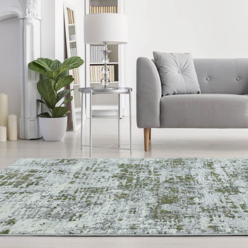 Chenille Effect Rug in Green