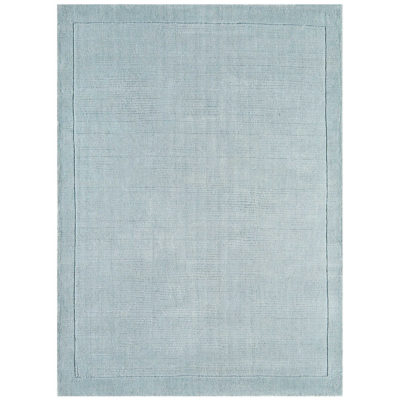 Etched Border Plain Rug in Duck Egg Blue