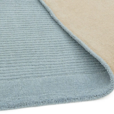 Etched Border Plain Rug in Duck Egg Blue