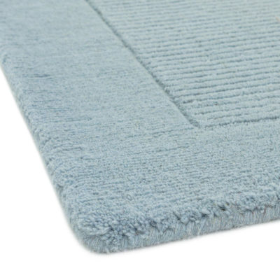 Etched Border Plain Rug in Duck Egg Blue