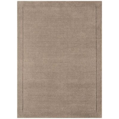 Etched Border Plain Rug in Natural Taupe