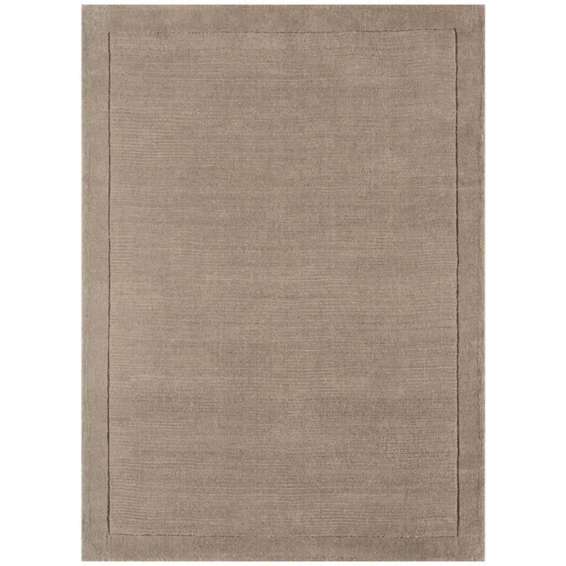 Etched Border Plain Rug in Natural Taupe