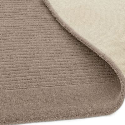Etched Border Plain Rug in Natural Taupe