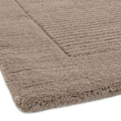 Etched Border Plain Rug in Natural Taupe