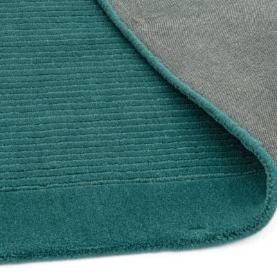Etched Border Plain Rug in Teal Blue