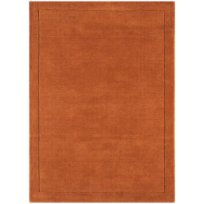 Etched Border Plain Rug in Terracotta Red