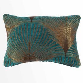 Art Deco Fan Boudoir Cushion in Teal and Gold