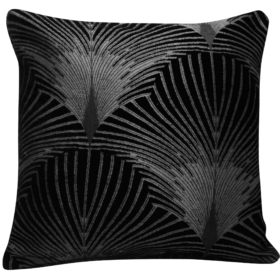 Art Deco Fan Cushion in Black and Silver