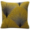 Art Deco Fan Cushion in Ochre and Silver