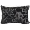 Art Deco Geometric Boudoir Cushion in Black and Silver