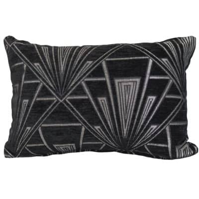 Art Deco Geometric Boudoir Cushion in Black and Silver