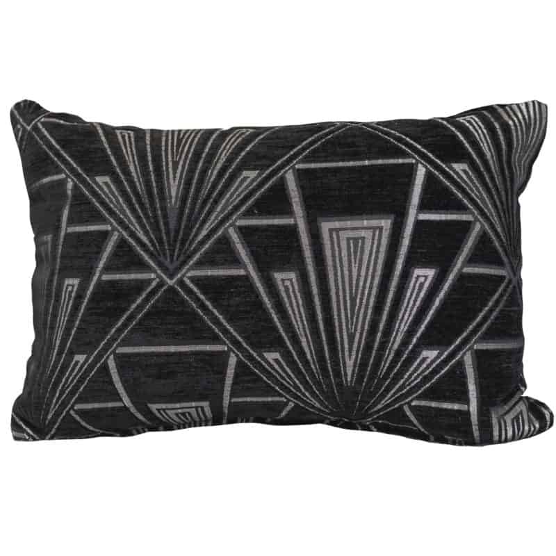 Art Deco Geometric Boudoir Cushion in Black and Silver