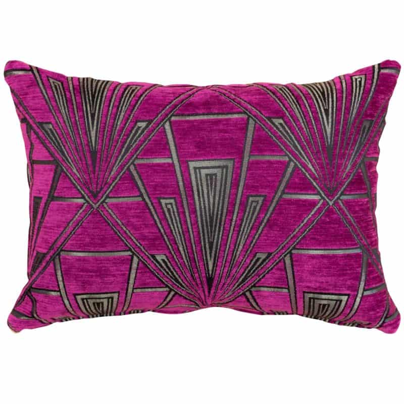Art Deco Geometric Boudoir Cushion in Pink and Silver