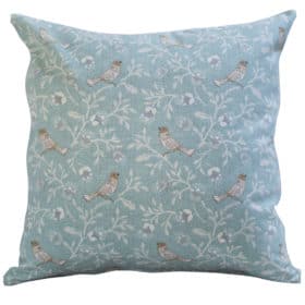 Dainty Songbird Cushion in Duck Egg Blue