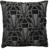 Extra Large Art Deco Geometric Cushion in Black and Silver