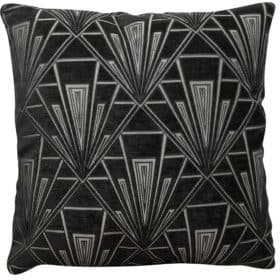 Art Deco Geometric Extra-Large Cushion in Black and Silver