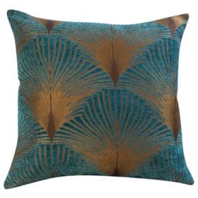 Art Deco Fan Extra-Large Cushion in Teal and Gold