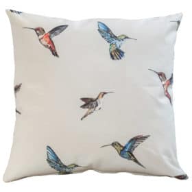 Hummingbird Print Cushion in Cream