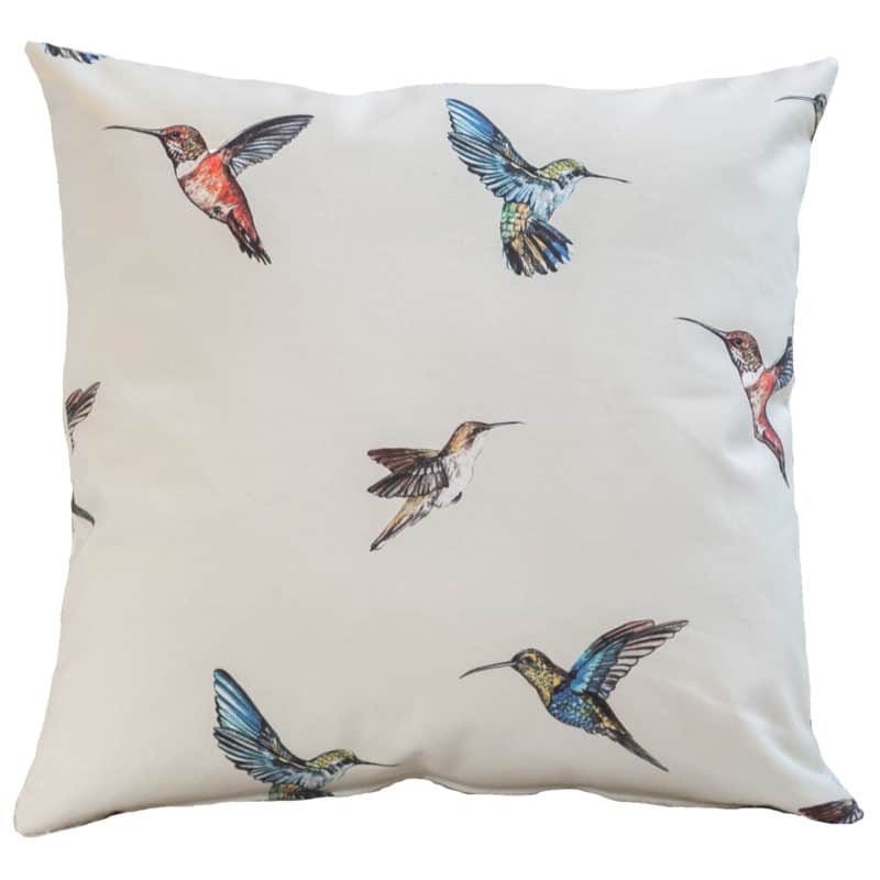 Hummingbird Print Cushion in Cream
