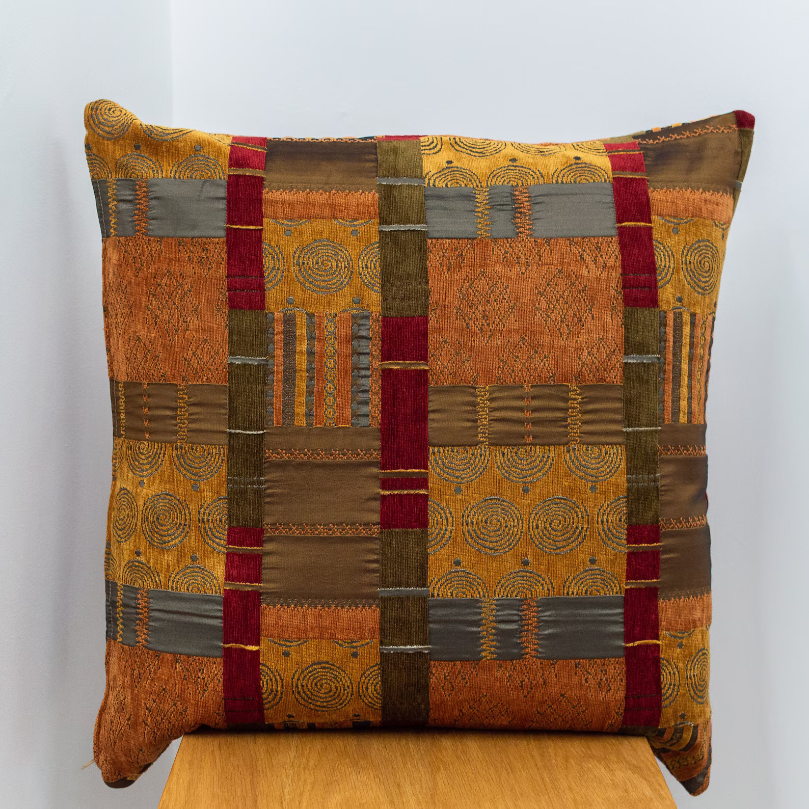 Extra Large Moroccan Patchwork Cushion in Terracotta