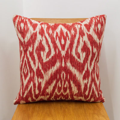 Textured Linen Blend Abstract Ikat Cushion Cover in Red