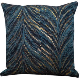 Metallic Fan Feather Cushion in Teal