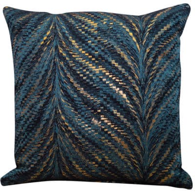 Metallic Fan Cushion in Teal