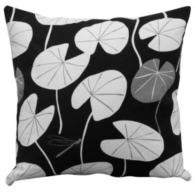 Monochrome Lily Pad Print Cushion