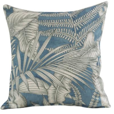 Neon Floral Cushion in Denim Blue