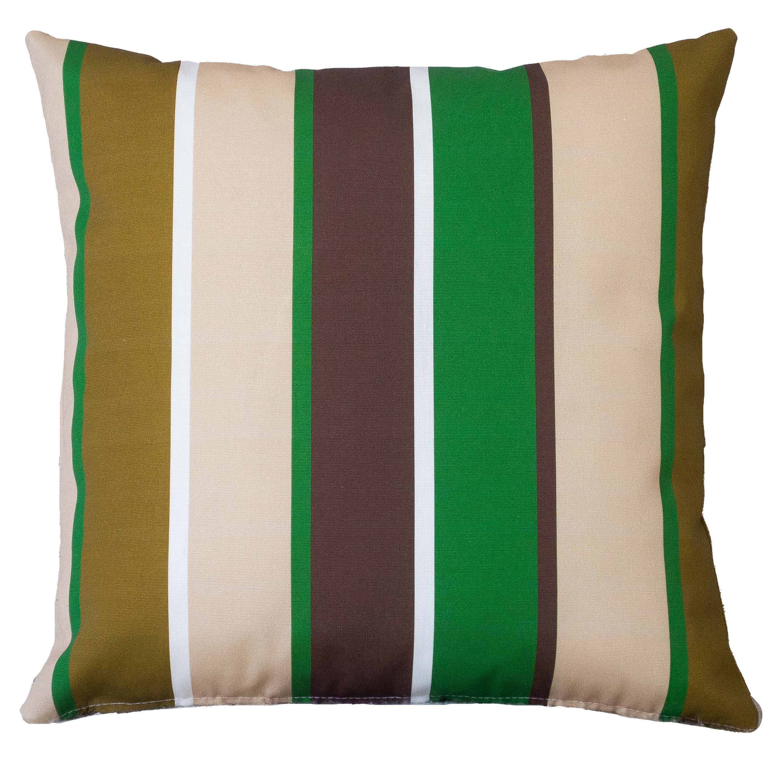 Striped Outdoor Cushion in Green Linen Loft