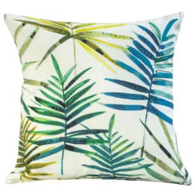 Blue Green Palm Fronds Cushion