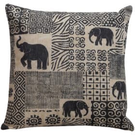 Patchwork Linen Elephants Cushion