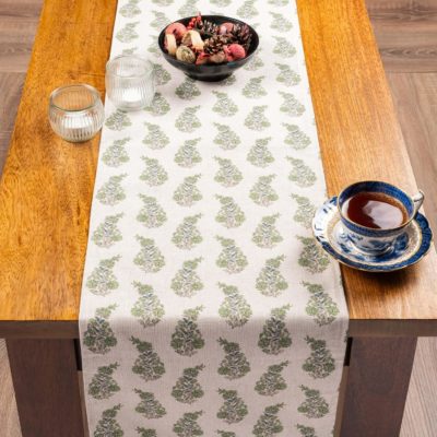 Willowmere Sprig Table Runner in Sage Green