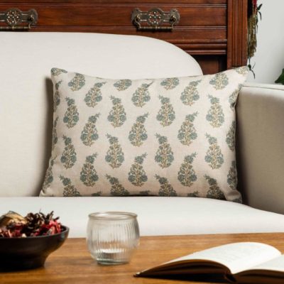 Willowmere Sprig Boudoir Cushion in Duck Egg Blue
