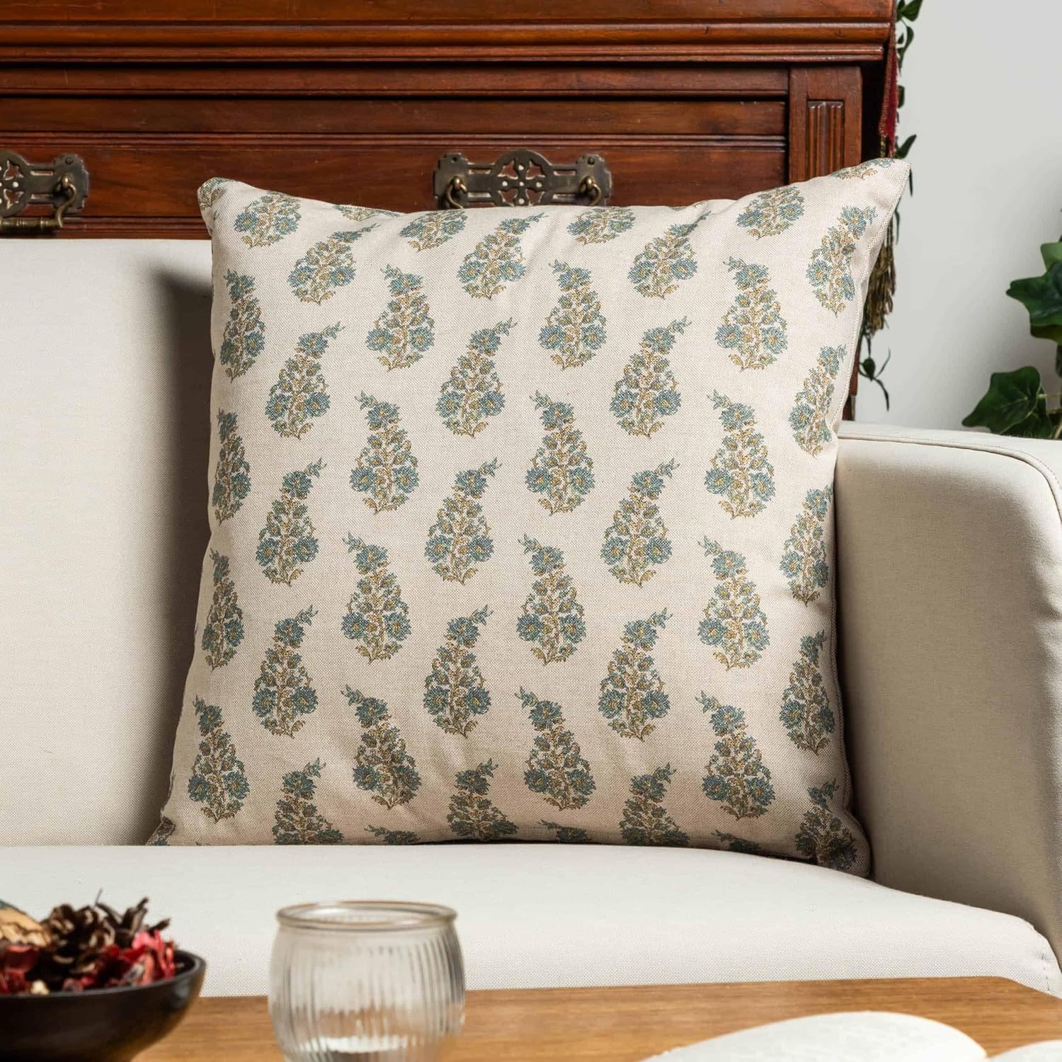 Willowmere Sprig Cushion in Duck Egg Blue