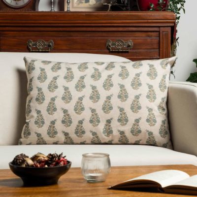 Willowmere Sprig XL Rectangular Cushion in Duck Egg Blue