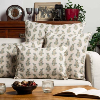 Willowmere Sprig XL Rectangular Cushion in Duck Egg Blue