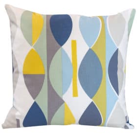 Retro Geometric Cushion in Blue and Yellow