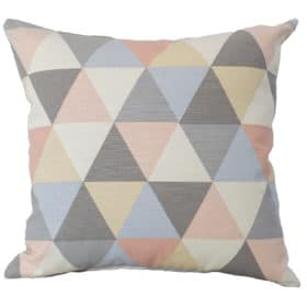 Retro Triangles Cushion in Pink and Grey